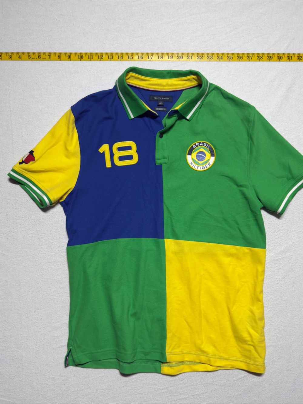 Tommy Hilfiger Brasil Colorblock Polo Shirt - Blue/Green/Yellow